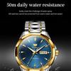 JINSHIDUN New Business and Leisure Men's Watch Automatic Mechanical Watch Tungsten Steel Double Calendar Luminous Waterproof High-end Watch