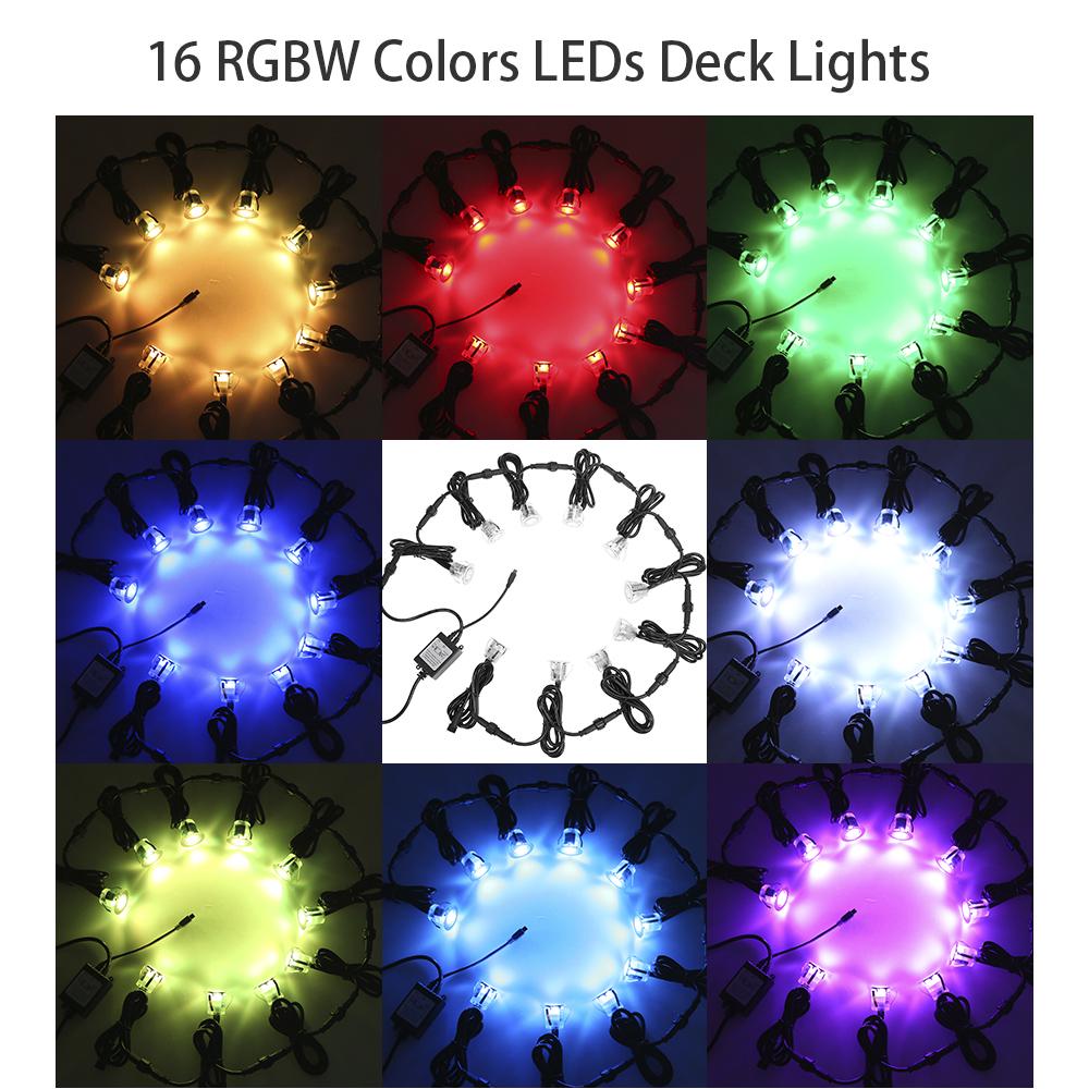 LEDs Deck Lights w/Remote Control 16 RGBW Colors&4 Lighting Mode Adjustable