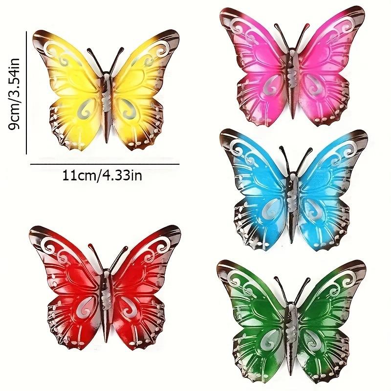

AEA4-Colorful 3D Metal Butterfly Yard Decor Hollow Out Butterfly Garden Large Decorative Wall Art Fence Sculpture Ornament