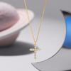 925 Sterling Silver Cross Necklace with Diamond and 18K Gold Clavicle Chain for Women