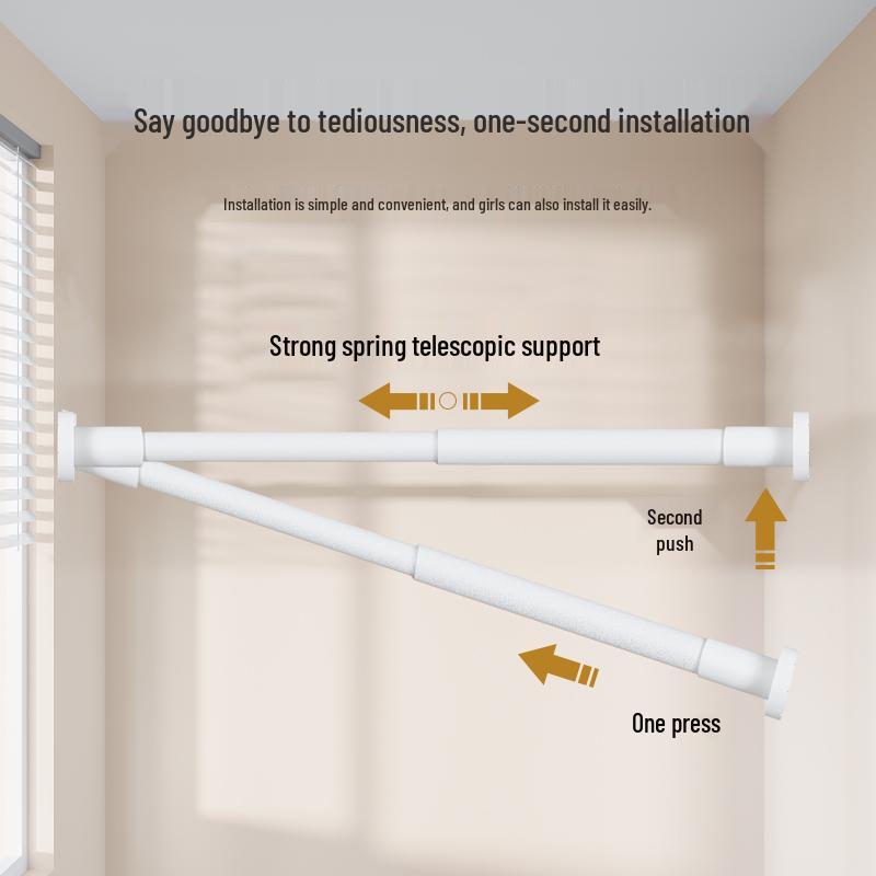 Heavy-Duty Telescopic Rod: No-Drill Curtain & Drying Solution for Bathroom, Bedroom, Doorway, Balcony