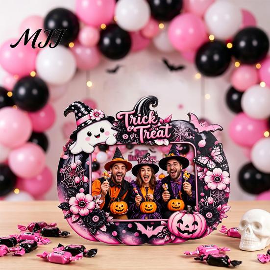 Halloween Photo Frame Frame, Wooden Desktop Picture Holder for Spooky Party Decoration Supplies And Festive Home Decor, Vintage Tabletop Ornament