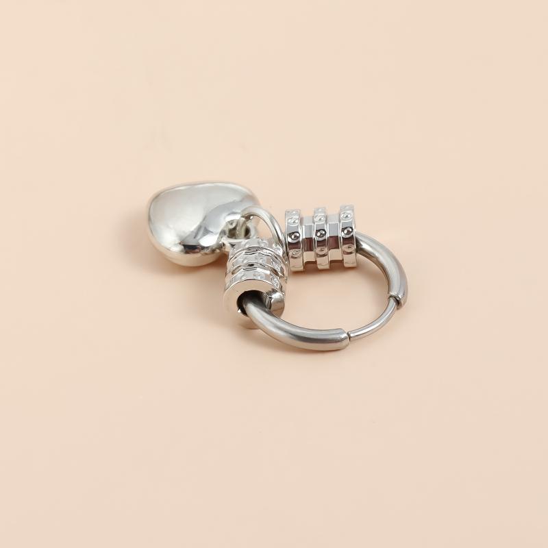 Punk Silver Color Asymmetry Flower Hoop Earrings For Women  Red Zircon Heart Earrings Party Jewelry Accessories Gifts