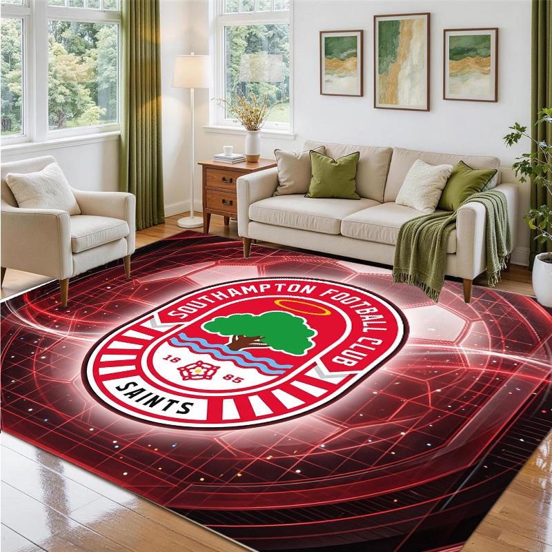 Southampton Football Design Crystal Velvet Rug Soft Decorative Mat for Bedroom Entrance
