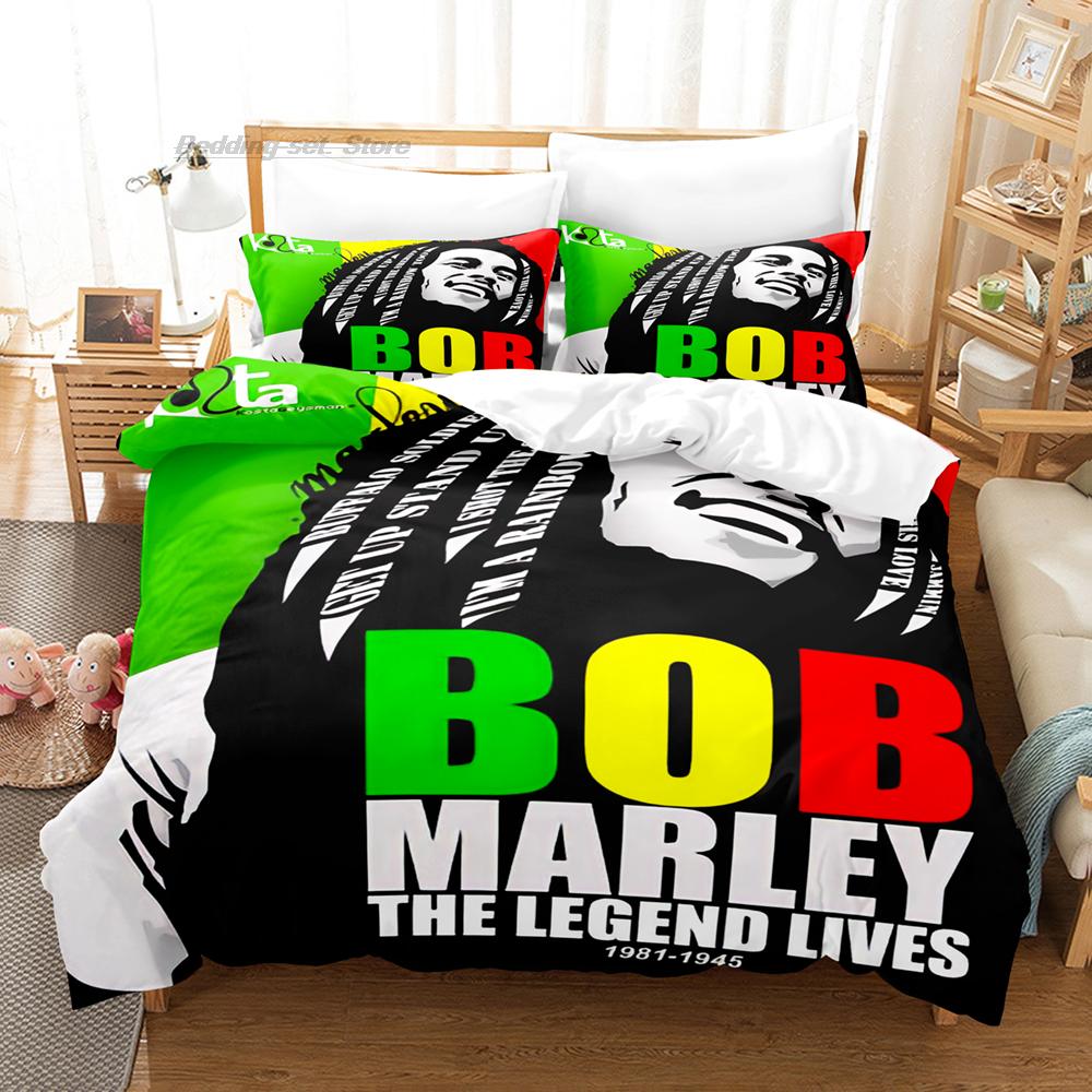 

BoB Marley Bedding Set Single Twin Full Queen King Size Bed Set Aldult Kid Bedroom Duvetcover Sets 3D Print BoB Marley Popular EU single(135x200cm)