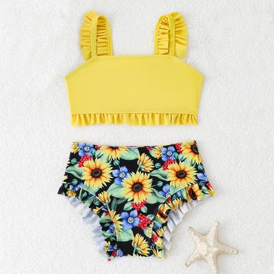 2026 High-Waisted Girls' Bikini Swimsuit - Toddler and Child Swimwear