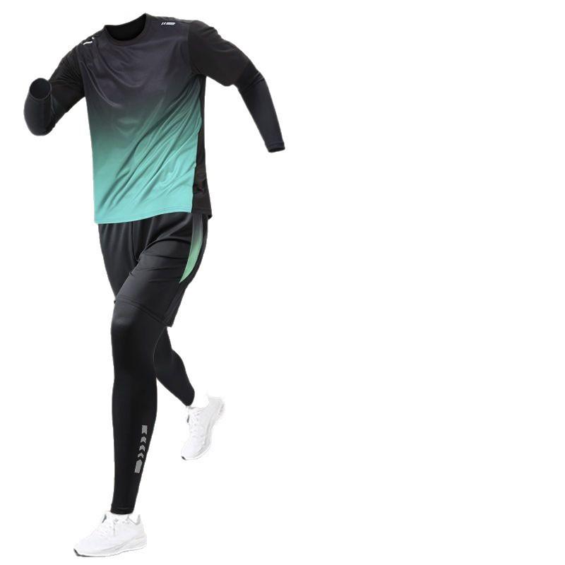 Mens Quick-Dry Sport Set Ice Silk Short Sleeve T-Shirt Shorts Running Gym Basketball Football Workout