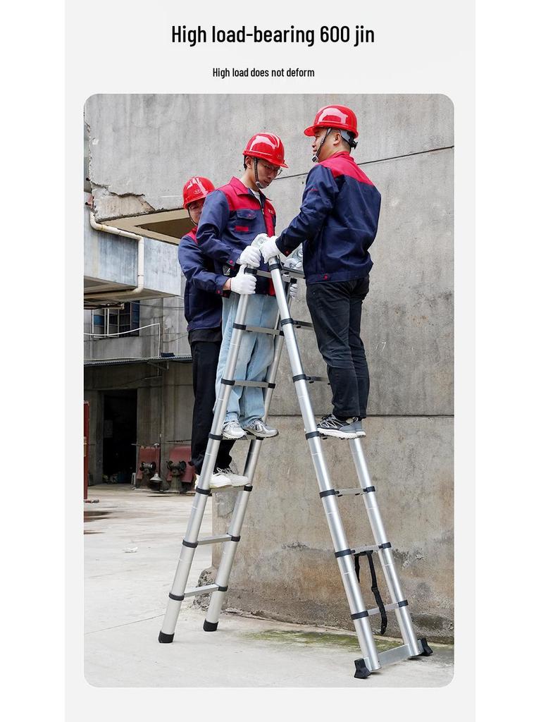 Multi-Functional Aluminum Telescopic Ladder - Herringbone Design, Foldable, Thickened for Household and Large Joint Decoration.