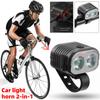 2 In 1 USB 120dB Loud Horn Cycling Flashlight Bicycle With Horn 2000LM Bicycle COB Front Light Rechargeable Waterproof  Light