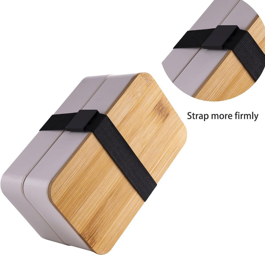 Japanese Bamboo Double-Layer Insulated Lunch Box with Large Capacity and Microwave Safe Plastic Compartments