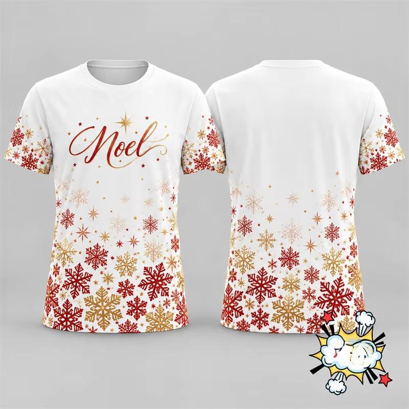 Summer Men's Christmas 3D Printed Crew Neck Short Sleeve T-Shirt