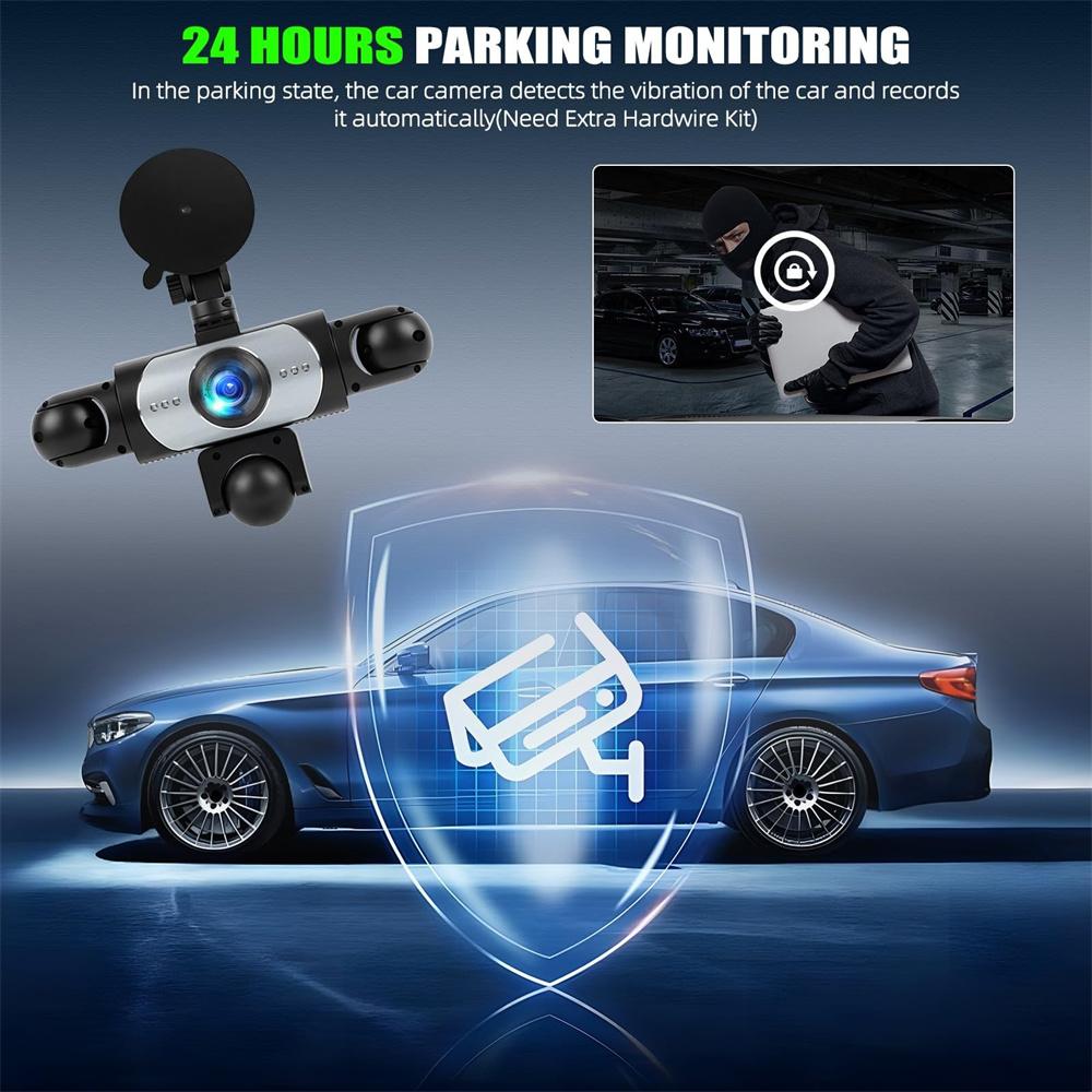 5 Channel WIFI Dash Cam Front & Rear Inside Left Right, 3.16'' 1080P Dash Camera