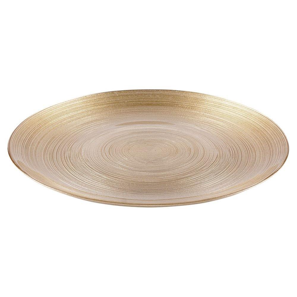 Piatto Piano in Vetro per Cena, Oro, 28 Cm