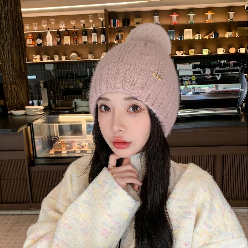 Korean Style Cute Knitted Hat Warm Hat for Women In Autumn and Winter Fashion Versatile Sweet Ear Protection Fashion Wool Hat
