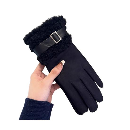 

Женские перчатки из искусственной замши с манжетой из искусственного меха, зимние теплые перчатки с флисовой подкладкой, с сенсорным экраном, для активного отдыха, катания на лыжах, велоспорта