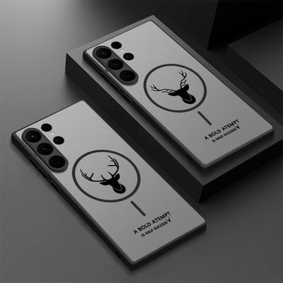Для Samsung S25 Ultra S24 Plus S23 FE S22 S21 Чохол для телефону з принтом оленя Матовий прозорий М'який край Ударостійкий Бездротова зарядка Магнітний Жорсткий ПК Задня кришка