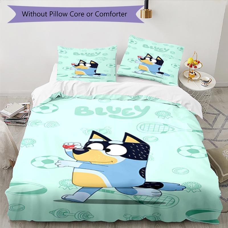 3pcs Bluey Bedding Set Duvet Cover Closure Includes 1 Duvet Cover & 2 Pillowcases, Soft and Comfortable for All Seasons.