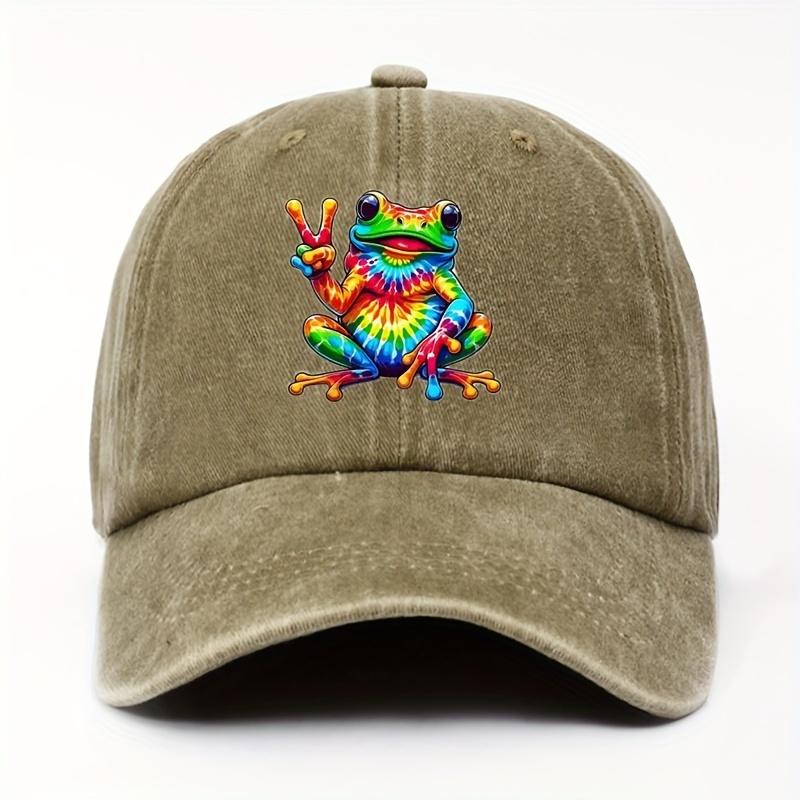 Colorful TieDye Frog Emblem Baseball Cap  Lightweight Handwashable and Made of CottonAppropriate for Any Season