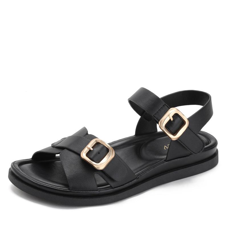 

Plus Size Shoes for Women 36-42 Summer Elegant Women Buckle Strap Platform Wedge Comfortable Non-slip Beach Sandals 2026 42 чорний