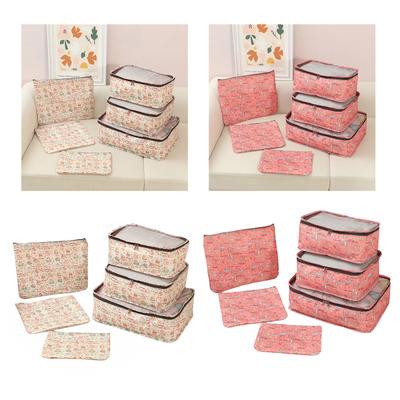 Travel Packing Cubes 6Pieces Set Luggage Organizers with Shoe Bag Cosmetic Pouches Laundry Bag for Efficient Packing