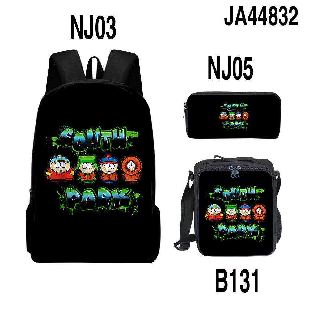 Trendy Popular Novelty SOUTH PARK 3D Printed 3pcs/Set Student School Bags Laptop Daypack Backpack Lunch bag Pencil Case