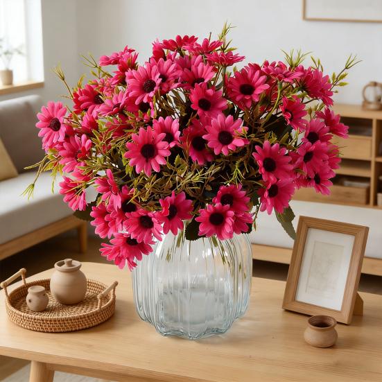 Künstliche Blumen 18 Sträuße Kunstseidenblumen-Sträuße Frühlings-Falsche Wildblumen mit Stiel für Vase Pflanzgefäß Blumengestecke Tischdekorationen