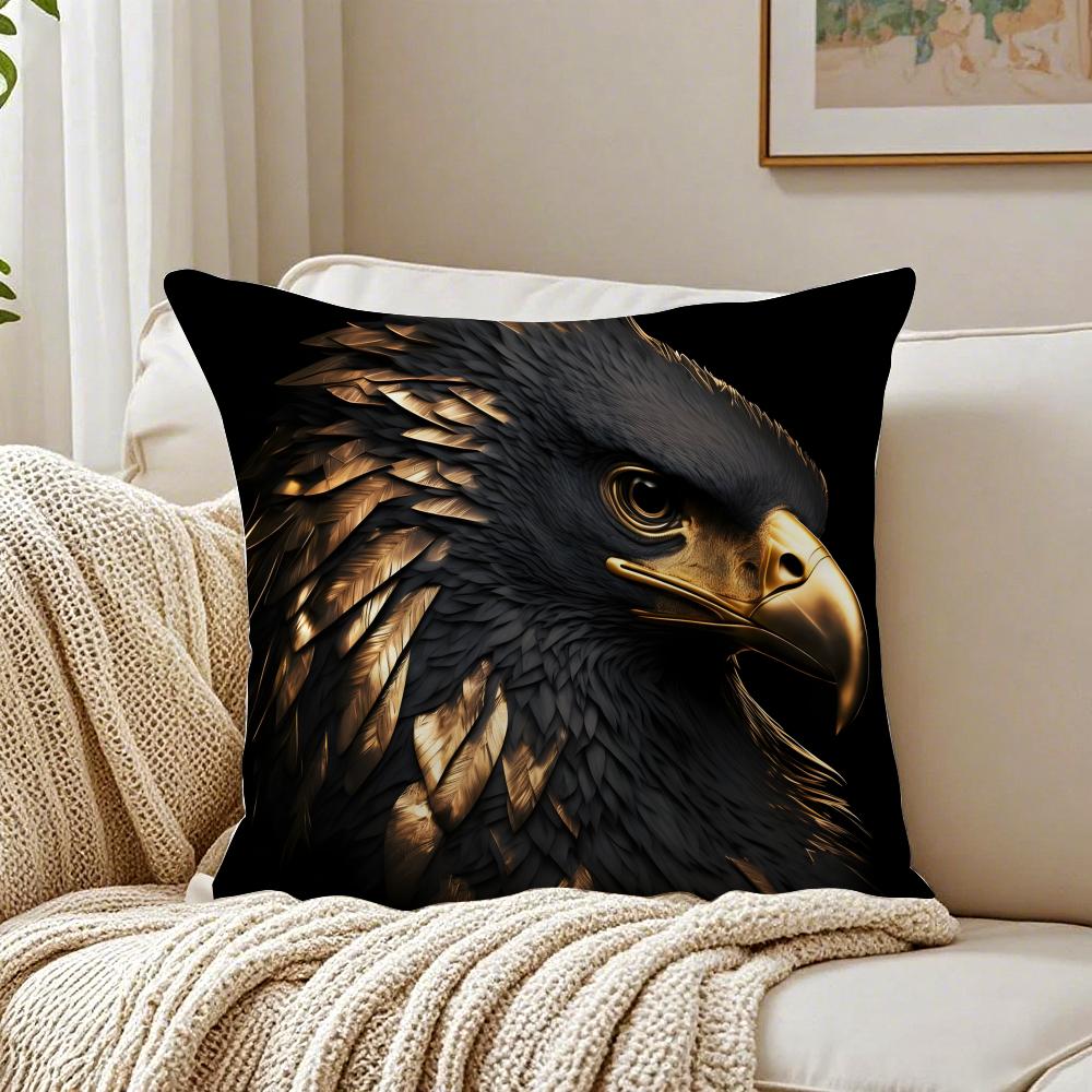 B-Black Gold Eagle Lion Animal Cushion Cover Pillowcase Anti-Dustmite Living Room Sofa Decor Cushion Room