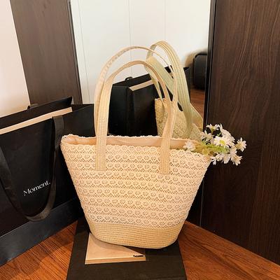Holiday Wind Woven Bag Women's New Summer Small Fresh Large Capacity Straw Bag Commuter Bucket Bag