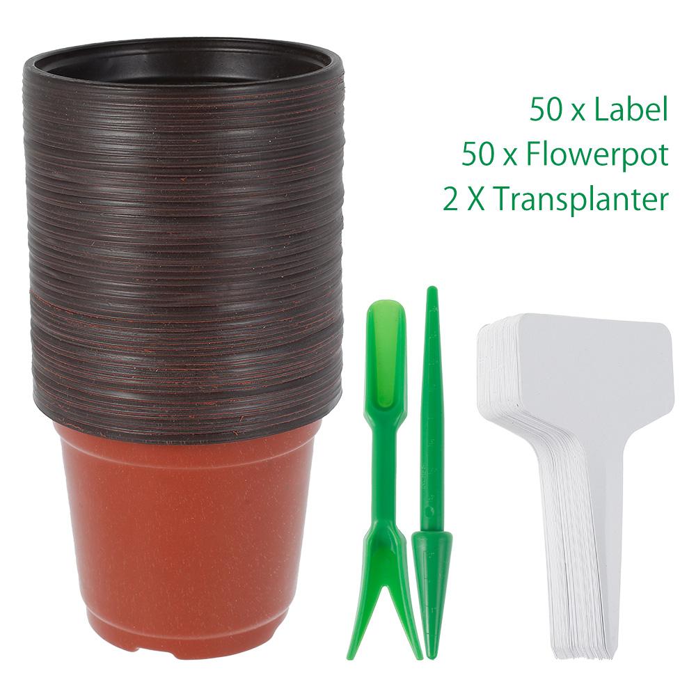 50Pcs Plant Nursery Pots Plastic Seed Starting Pot Reusable Breathable with Labels Flower Plant Container Gardening Accessories