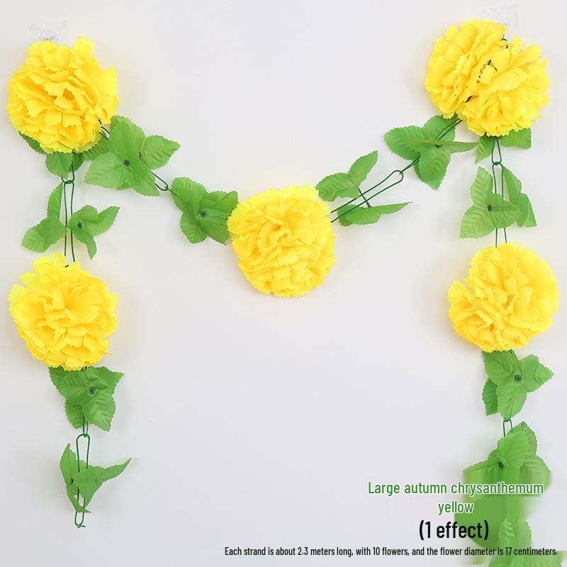 Artificial Chrysanthemum Vines for Cemetery and Memorial Decor - Silk and Plastic Hanging Floral Decoration