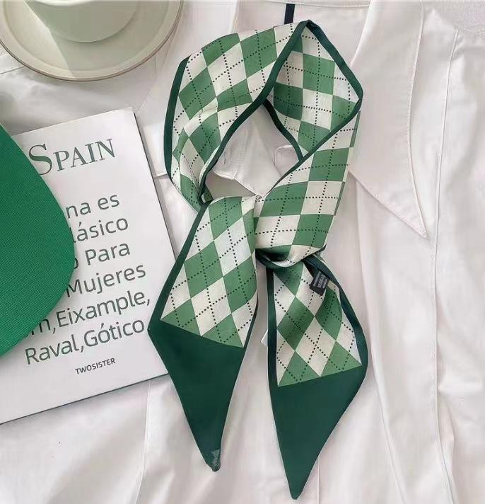 

Высококачественная серия шелковых платков цвета хаки и нюд, повязка для волос, лента для завязывания волос, длинный бант, винтажная атласная лента, аксессуары для волос