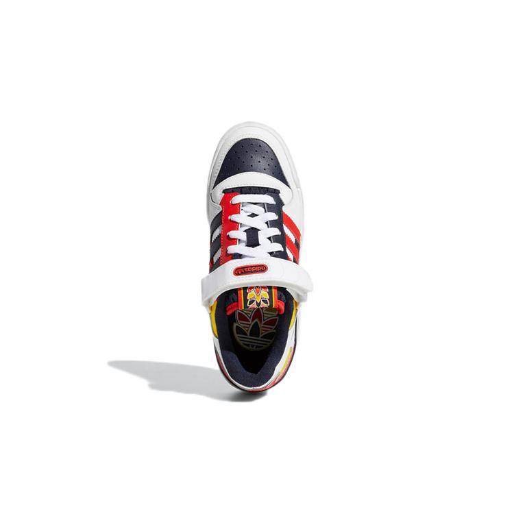adidas Originals FORUM Cushioning, Wear Resistant Low Top Skateboard Shoes White Blue Red Teenagers H04423