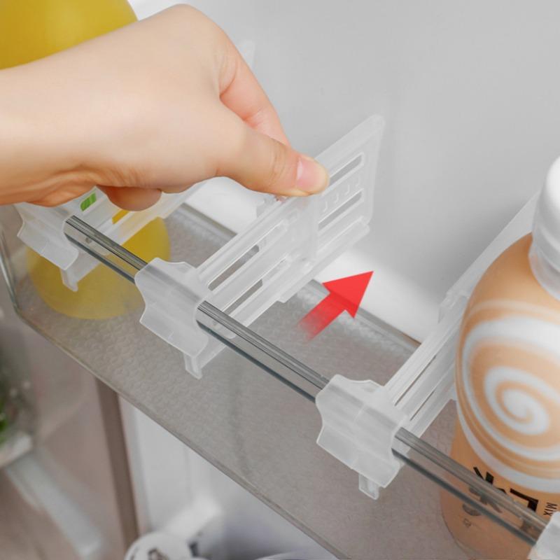 Fridge Shelf Divider Adjustable Organizer Separates Items for Neat Storage Fits Refrigerator Cabinets and Pantry Areas