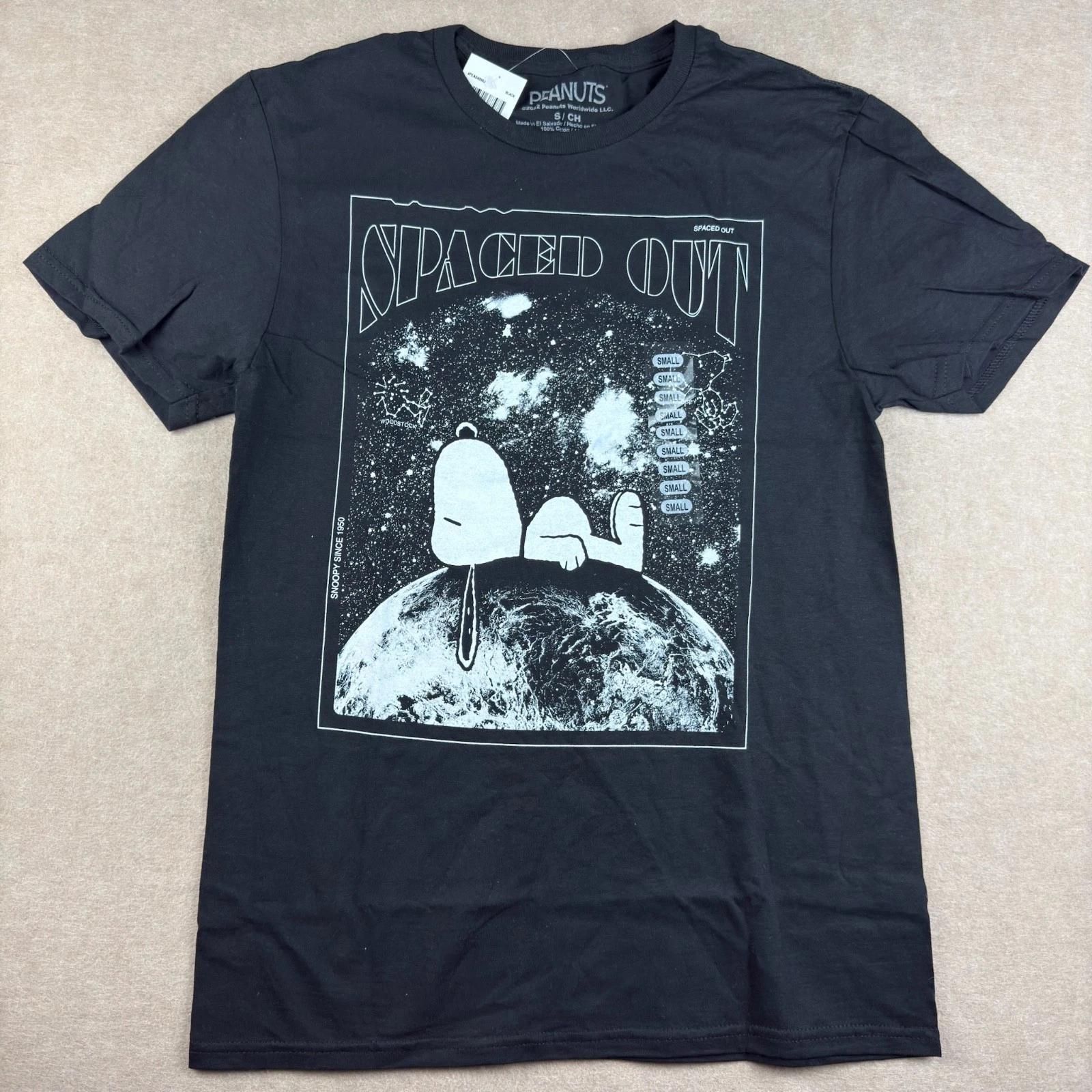 Peanuts Snoopy Spaced Out T-Shirt Unisex Small Black Graphic Tee Cotton M