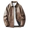 Retro old locomotive leather jacket men's short spring and autumn American casual flying pu jacket deerskin velvet jacket