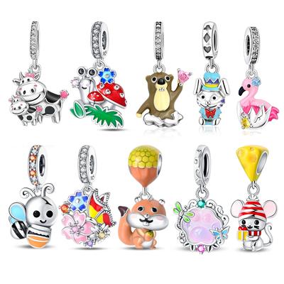 Charm Copper Creative Animal Series Bee Squirrel Cheese Mouse Original Fit Diy Bracelet Women'S Jewelry Making Gift