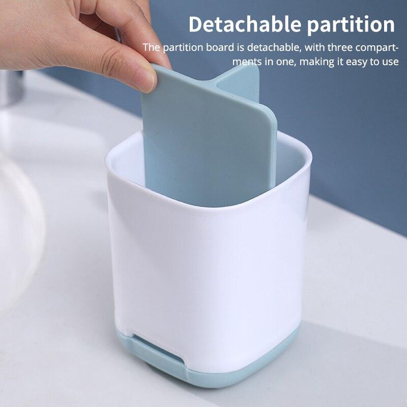 Toothbrush Holder Bathroom Multifunctional Compartment Draining Storage Rack Cosmetic Toiletries Organizing Storage Box