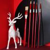 JOWOART 10 Pcs Multi-function Pig Bristle Red Long Birch Pole Paintbrush Fan-shaped Acrylic Oil Painting Gouache Brush Set Art Supplies