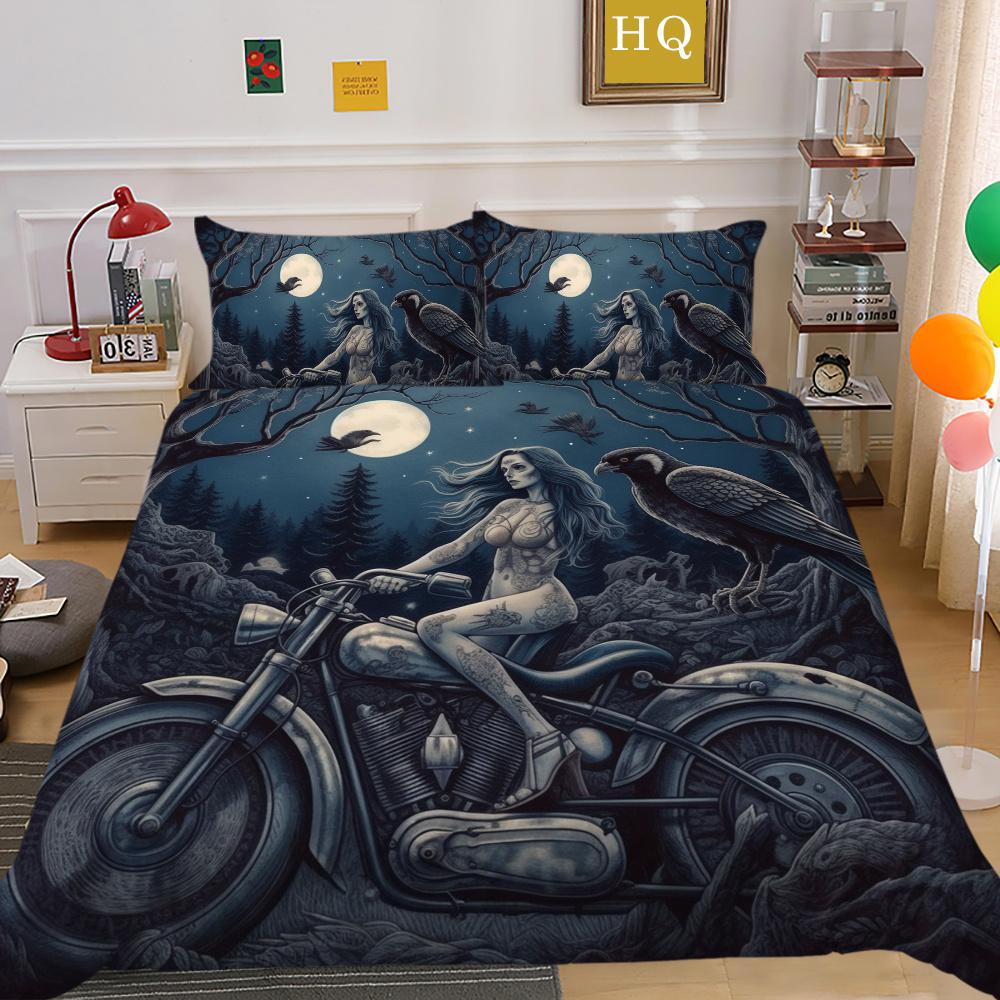 Beauty Skull Printed Bed Set Twin Size Polyester Comforter Cover Set Teen Design Superior Home Bedclothes