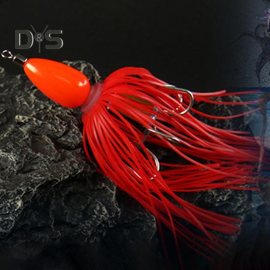 Leurre de pêche à jupe en silicone 6CM/37G avec hameçon Moustaches colorées Swimbait Appât artificiel Accessoires de pêche en eau salée et en eau douce Bar Doré Truite