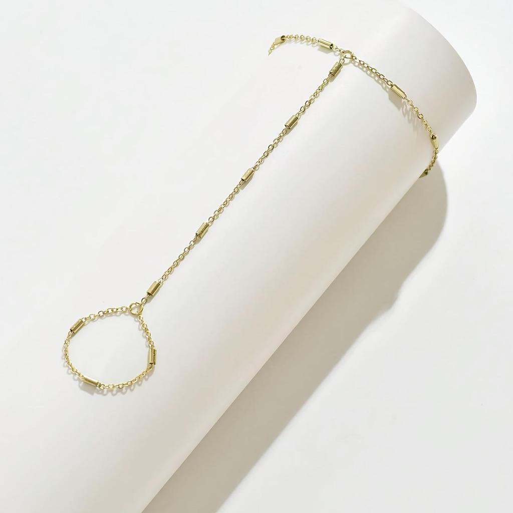 Popular Exquisite Minimalist Chain & Beaded Link Ladies Ring Bracelet