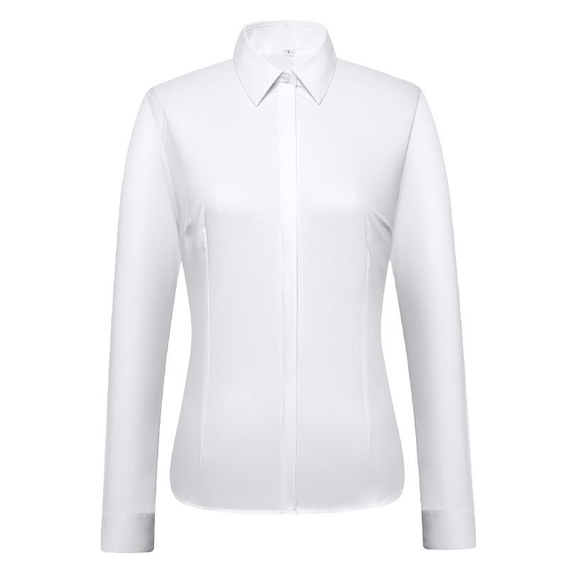 Modal Women's White Business Casual High-Stretch Non-Transparent Wrinkle-Resistant Slim Fit Shirt