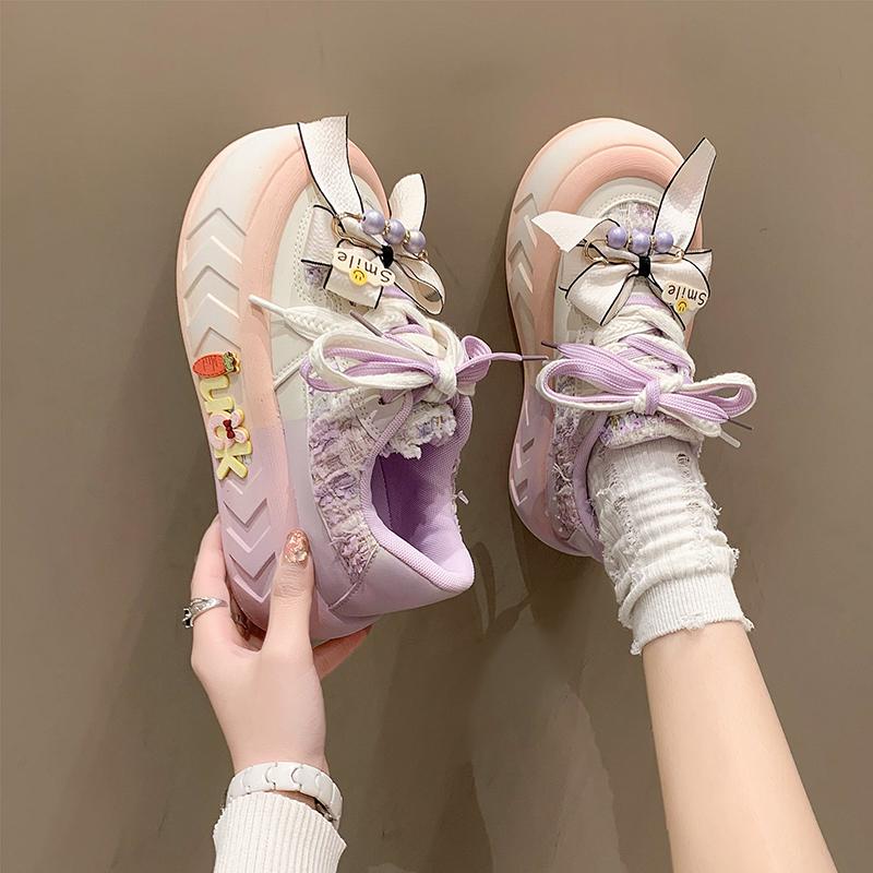 Fashion 5CM New Designer Cute Butterfly Knot Women Sneakers Big Toe Platform Fashion Shoes Slip On Skateboard Walking Tennis for Girls