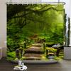 3D Shower Curtain Nature Forest Waterfall Landscape Bathroom Curtains Waterproof Fabric With Hooks Home Decoration Bath Curtain