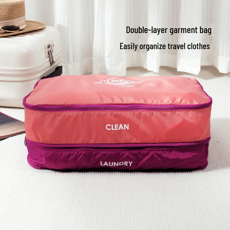 M Square Portable Travel Luggage Organizer Bag Smoky Pink Color Block