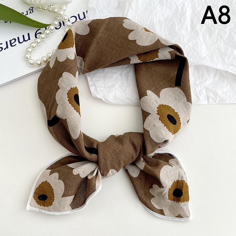 56cm Ladies Headband Cotton Linen Square Scarf Korean College Girls Fashion Elegant Neck Scarves Sun Protection Headscarf