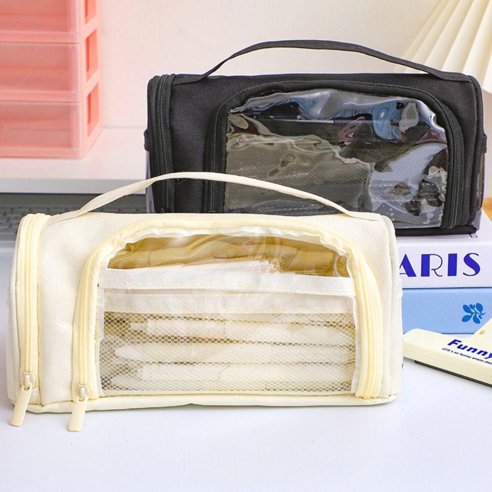 Dirt Resistant Transparent Pencil Case Organizer Zipper Pencil Case Student Learning