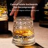 Szklanka do whisky obrotowa 280 ml Kreatywna Kryształowa Premium Kubek do piwa Str Reliefowa Szklanka do likieru z podstawką Forma do drinków prostych Kieliszek do wina