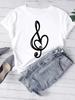 New Women T Shirt Fashion Musical Note Printed T Shirt Harajuku Cute Graphic Tee Shirt Female Ladies Casual Tops Shirts
