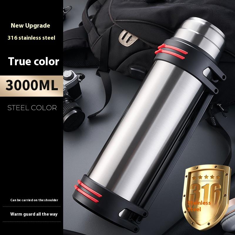 4000ML Black Stainless Steel Thermos Bottle High-capacity Outdoors Motion Mountain Climbing Water Bottle Home Thermos Cup